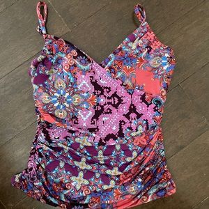 Garnet Hill Ruched Surplice Tankini Top